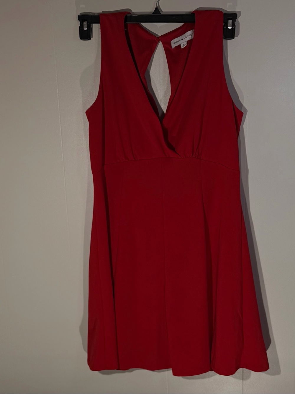 Emma & Michele Vibrant Red Sleeveless V-Neck Mini Dress